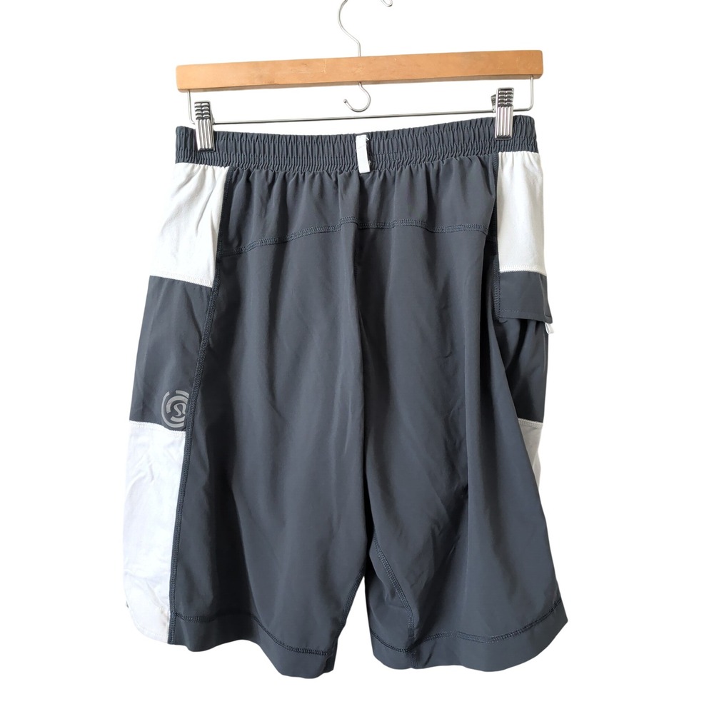 Vintage Lululemon Athletica Mens Grey White Active Training Shorts Sz M 9" RARE